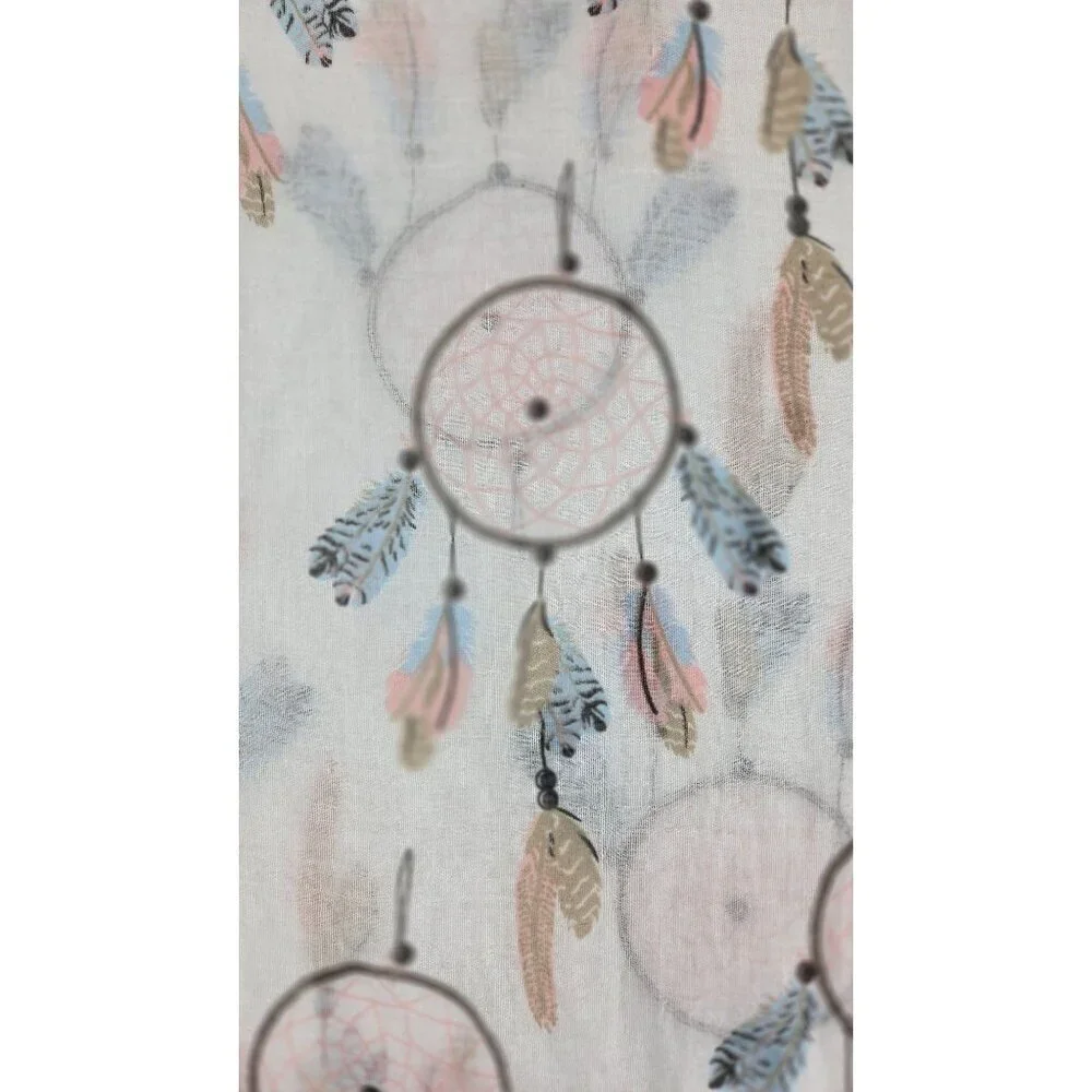 Dream Catcher Scarf American Indian White Pastels 72